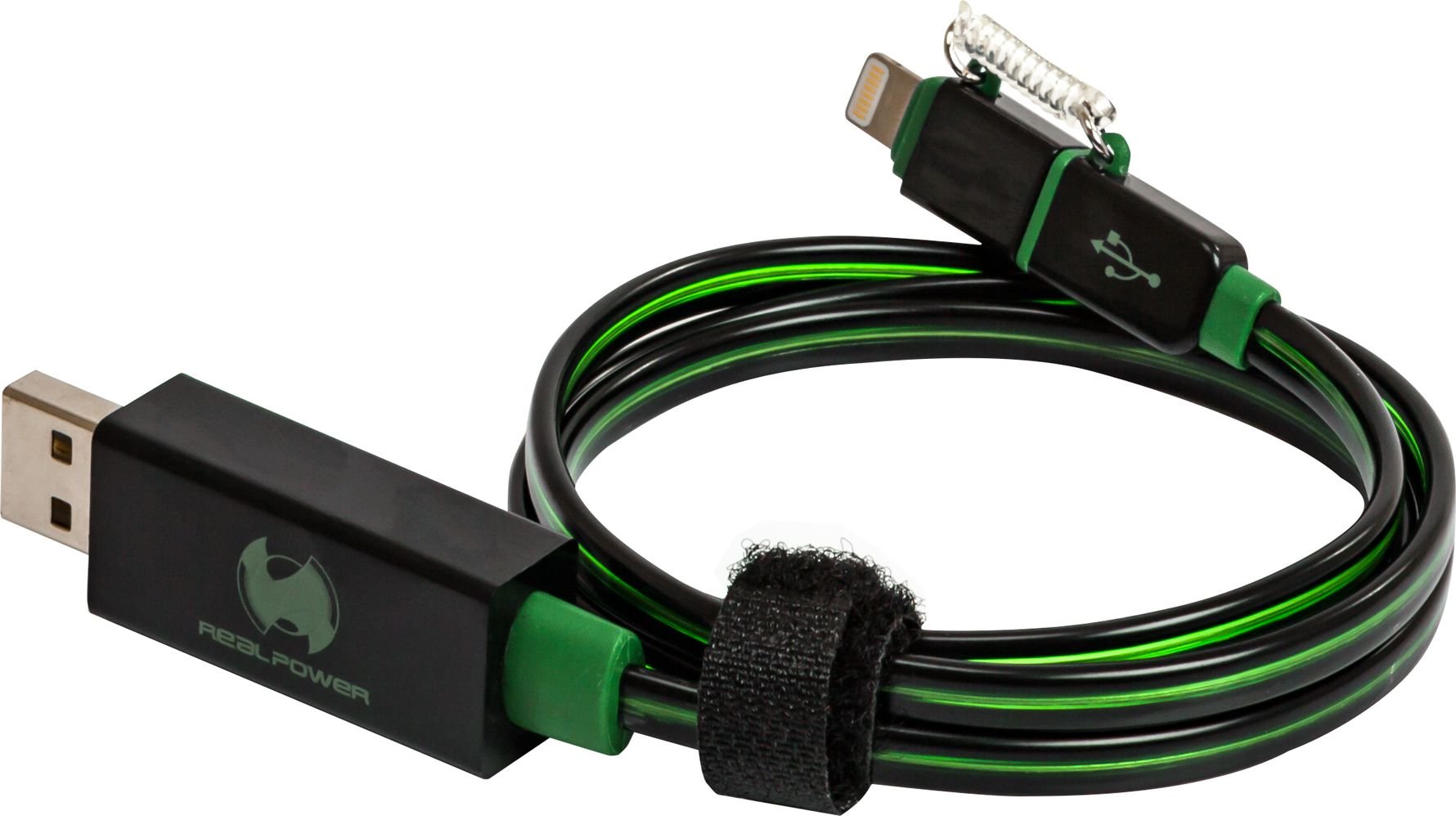 Realpower USB-A - cablu microUSB 0,75 m verde (185962)