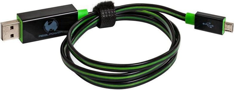 Realpower USB-A - cablu microUSB 0,75 m verde (187656)