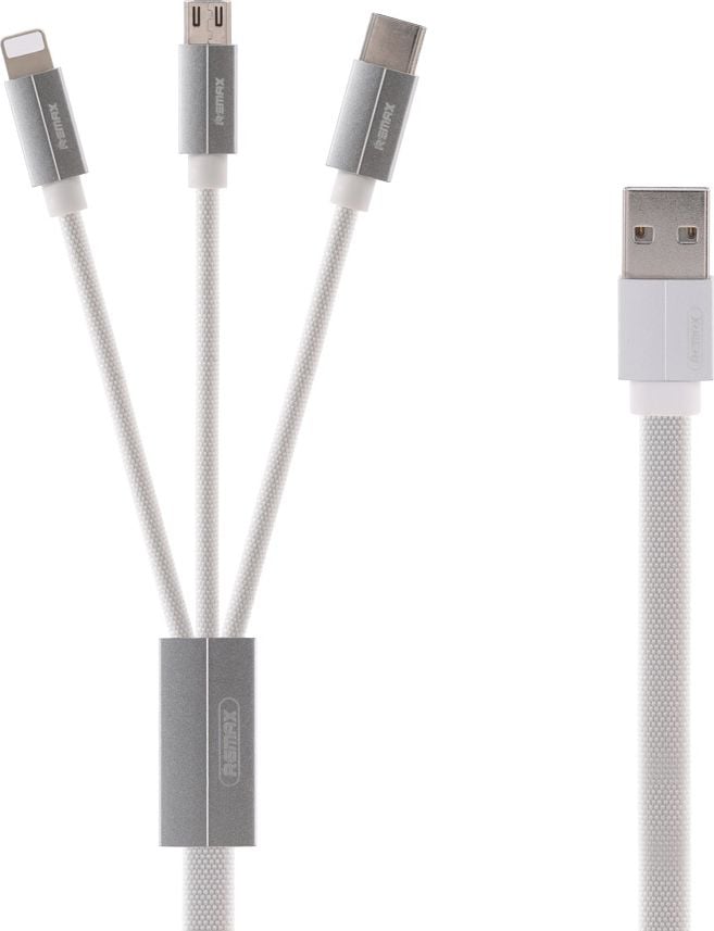 Kabel USB Remax USB-A - USB-C + microUSB + Lightning 1 m Biały (1573-74475_20190322103451)