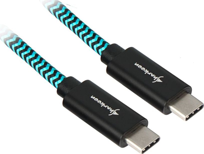 este Cablu USB Sharkoon USB-C - USB-C 1 m negru-albastru (4044951027149)