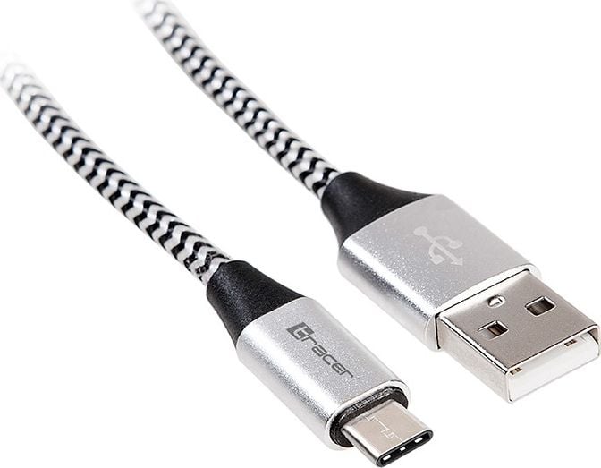 Cablu USB Tracer USB-A - USB-C 1 m Argintiu (TRAKBK46265)