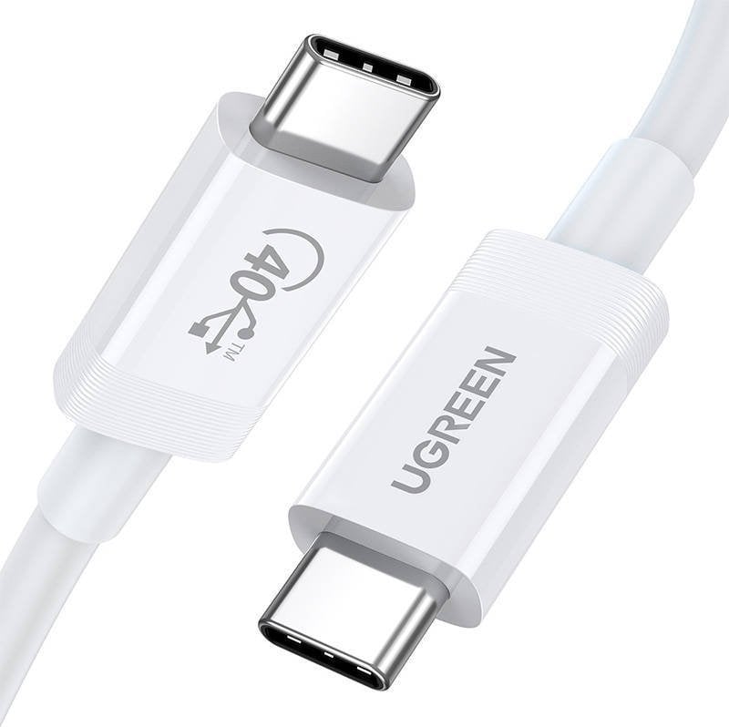 Cablu pentru incarcare si transfer de date UGREEN US506, 2x USB Type-C, 40Gbps, 80cm, Alb