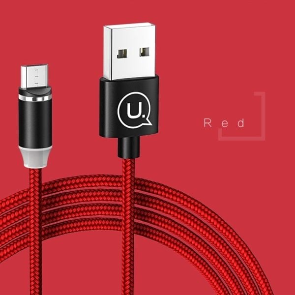 Magnetic U-Sure 1m MicroUSB 2.1A împletit roșu / SJ294USB02 roșu (US-SJ294)