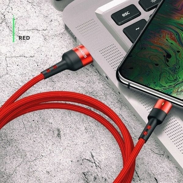 USAMS împletit U26 Cablu USB-C 1m 3A încărcare rapidă roșu / SJ313TC02 roșu (US-SJ313)