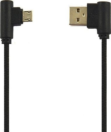 Kabel USB Vega KABEL USB MICRO NYLON CZARNY KĄTOWY PREMIUM 1M&gt;