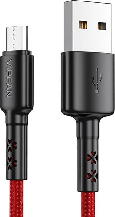 Cablu USB Vipfan USB-A - microUSB 1,2 m Roșu (X02MK-1,2 m-roșu)
