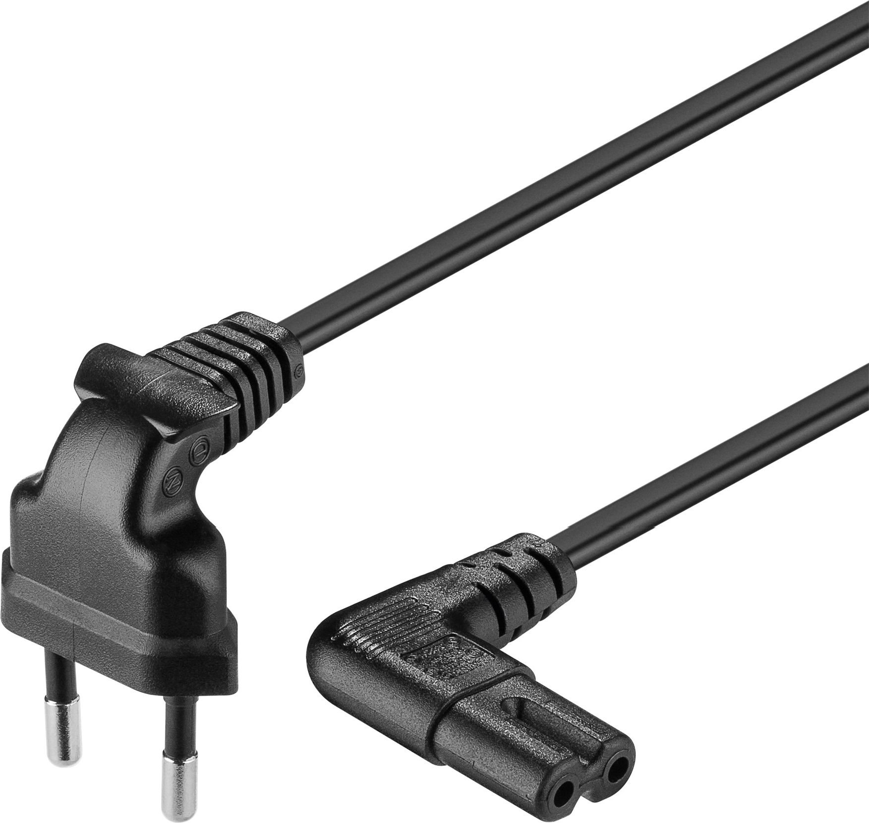 Cablu de alimentare pt. TV cu conectori cotiti CEE 7/16 - IEC-60320-C7 negru 1m