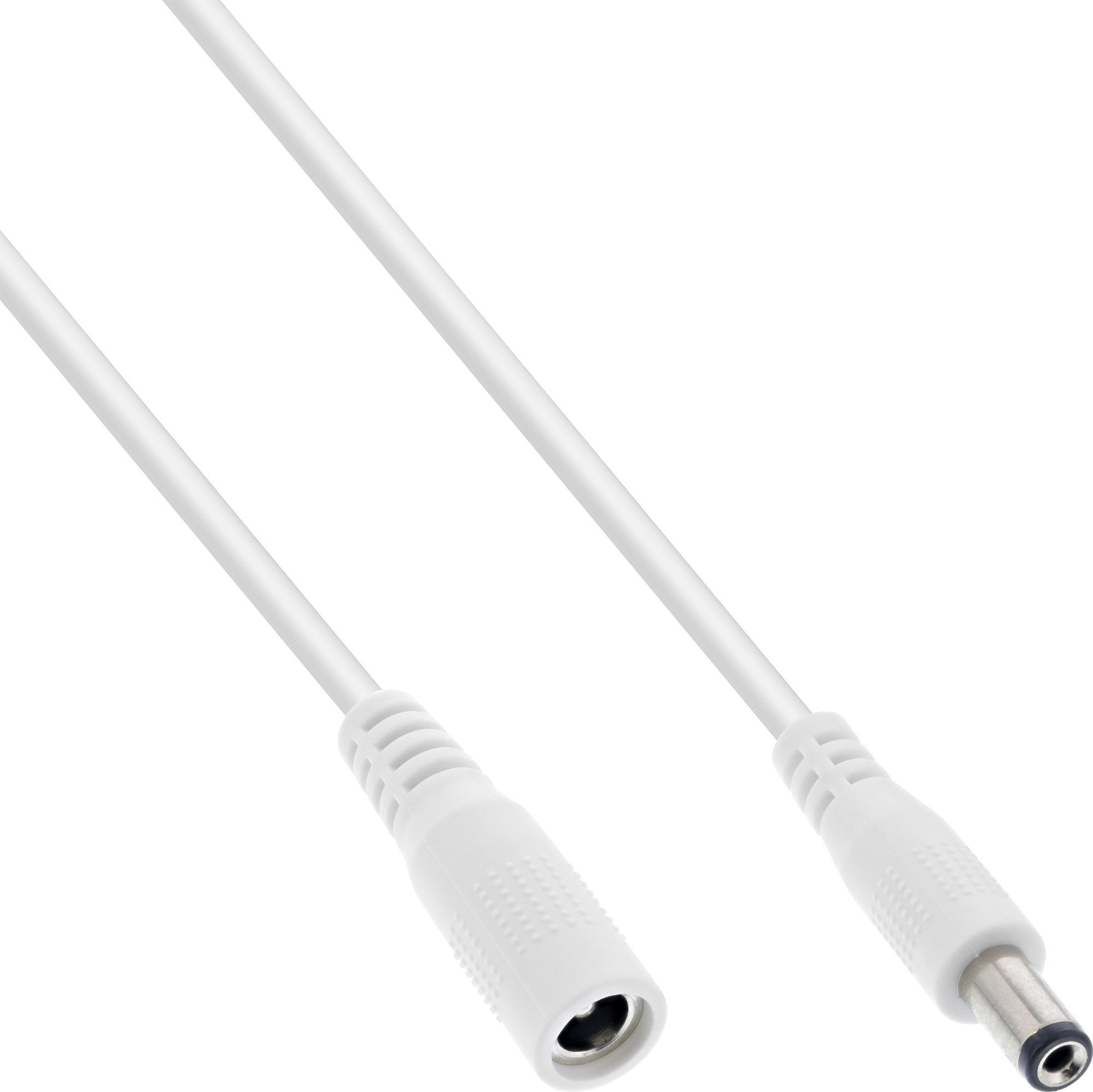 Cablu prelungitor InLine InLine® DC, mufă DC tată/femă 5,5x2,1 mm, AWG 18, alb, 1 m