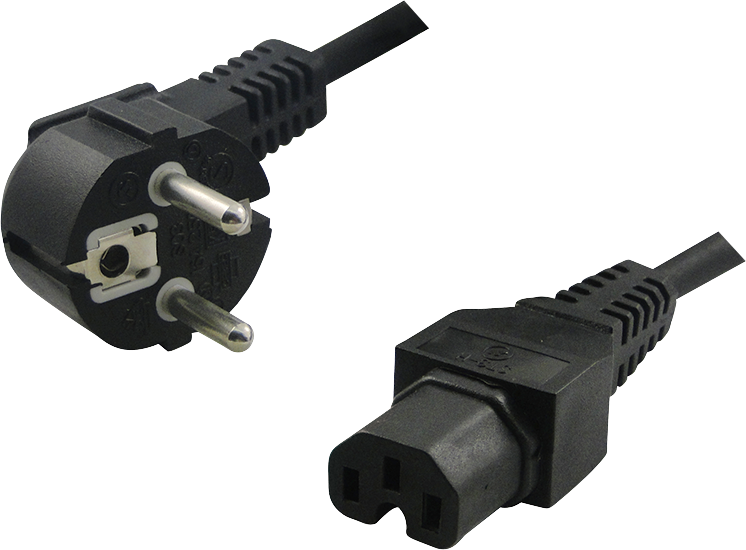 Cablu de alimentare Schuko tata cotit - IEC-320-C5 2m negru,IEC C15 mama, 10A