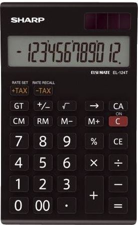 Calculatoare de birou - Calculator de birou SHARP 12 digits, dual power,EL-124TWH - negru/alb