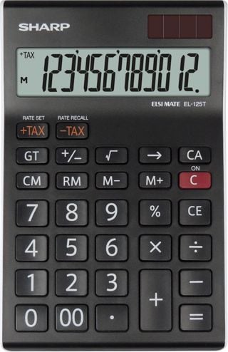 Calculatoare de birou - Calculator de birou SHARP 12 digits, dual power,EL-125TWH - negru/alb