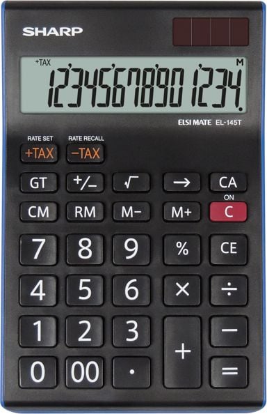 Calculator de birou SHARP 14 digits, dual power,EL-145TBL - negru