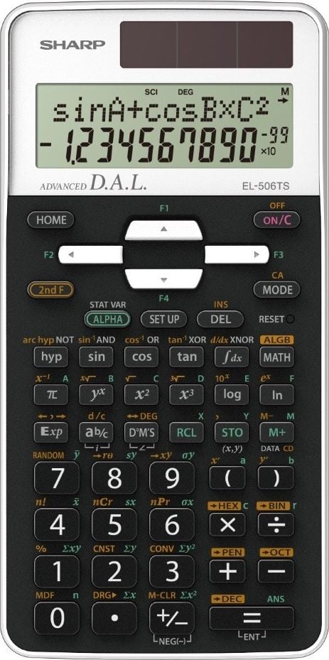 Calculatoare de birou - Calculator stiintific SHARP 12 digits, 470 functiuni, 161x80x15 mm, dual power,EL-506TSWH - alb