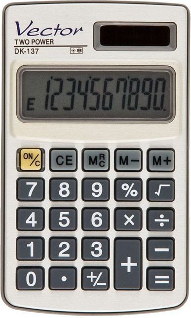 Calculatoare de birou - Calculator de birou DK-137, Vector, 10 cifre, Carcasa metalica, Alb/Gri