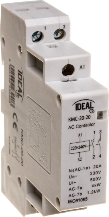 Contactor modular Kanlux 20A 2Z 0R 230V AC KMC-20-20 23240