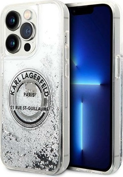 Karl Lagerfeld Etui Karl Lagerfeld KLHCP14XLCRSGRS Apple iPhone 14 Pro Max srebrny/silver hardcase Liquid Glitter RSG