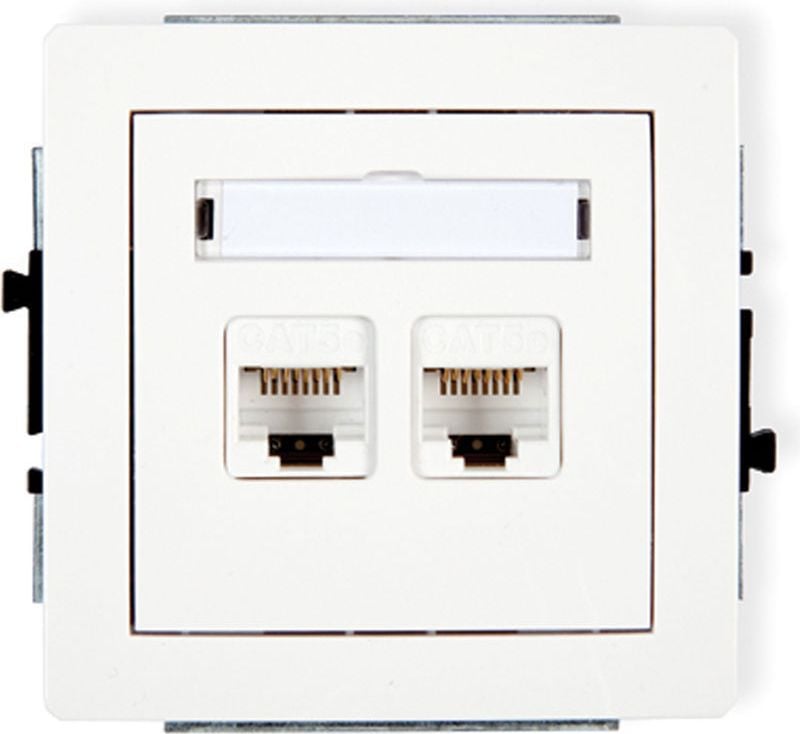 soclu DECO calculator încastrat dublu 2xRJ45 Cat. 5e 8 pini alb (DGK-2)