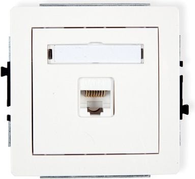 Deco soclu 1xRJ45 singur calculator, categoria 5e încastrat, 8 pini alb (DGK-1)