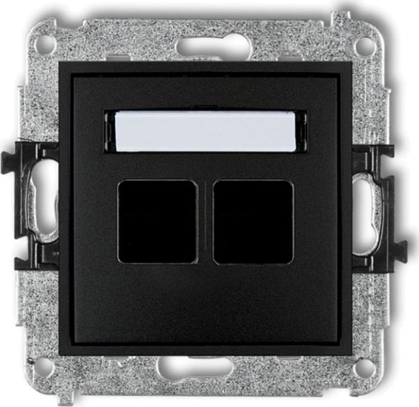 Karlik MINI Mecanism dublu priză multimedia fără modul (standard Keystone) negru mat 12MGM-2P
