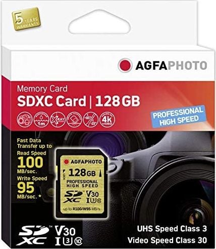 AgfaPhoto Card SDXC 128GB Clasa 10 UHS-I/U3 V30 (10607)