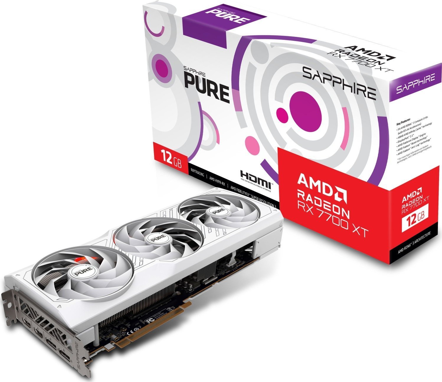 Karta graficzna Sapphire SAPPHIRE PURE AMD RADEON RX 7700 XT GAMING OC 12GB GDDR6 DUAL HDMI / DUAL DP