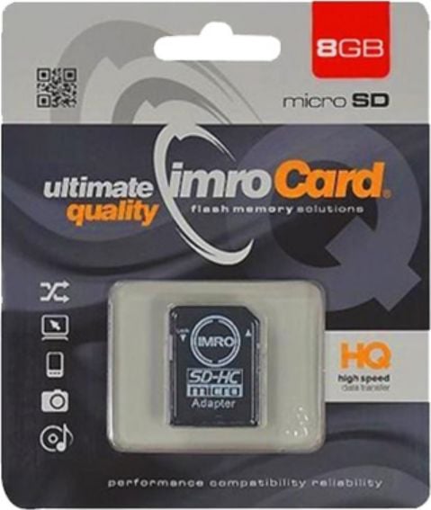 Card de memorie Micro Secure Digital Imro 8GB Clasa 10 + adaptor (citire/scriere/40MBs)