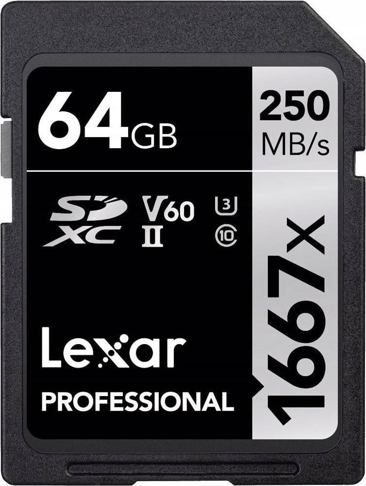 Card Lexar Professional 1667x SDXC 64GB Clasa 10 UHS-II/U3 V60 (LSD64GCB1667)