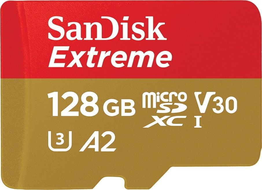 Card SanDisk Extreme MicroSDXC de 128 GB clasa 10 UHS-I/U3 A2 V30 (SDSQXAA-128G-GN6AA)