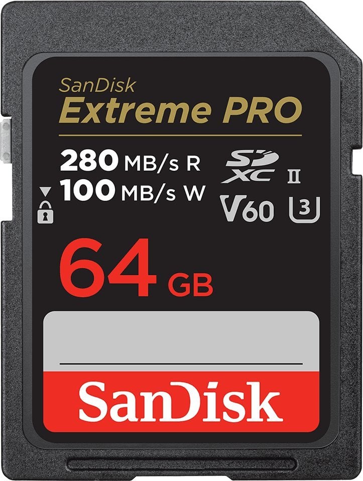Karta SanDisk SanDisk Extreme PRO 64GB V60 UHS-II SD, 280/100MB/s,V60,C10,UHS-II