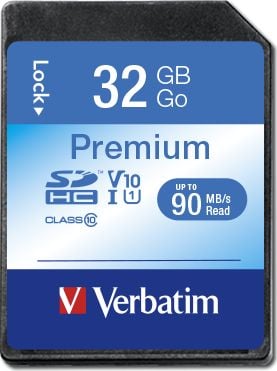 Card SDHC Verbatim Premium de 32 GB clasa 10 UHS-I/U1 V10 (43963)