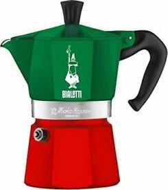 Cafetiere - Espressor pentru aragaz Bialetti Moka Express Italia, 5322, 3 cesti, 150 ml, Rosu/Verde