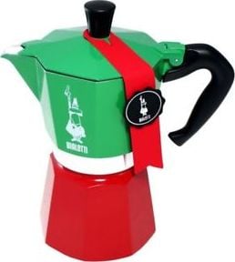 Espressor pentru aragaz Bialetti Moka Express Italia, 5323, 6 cesti, 270 ml, Rosu/Verde