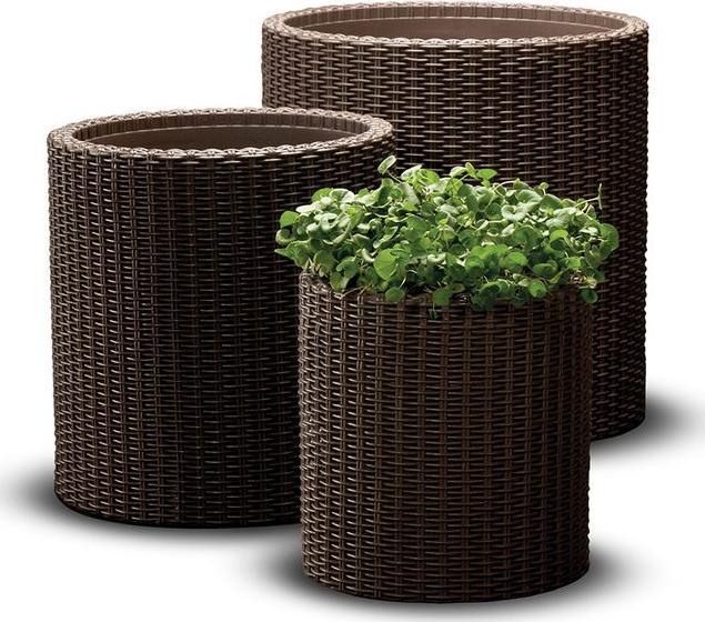 Keter Set ghivece Curver CYLINDER PLANTERS S+M+L Brown