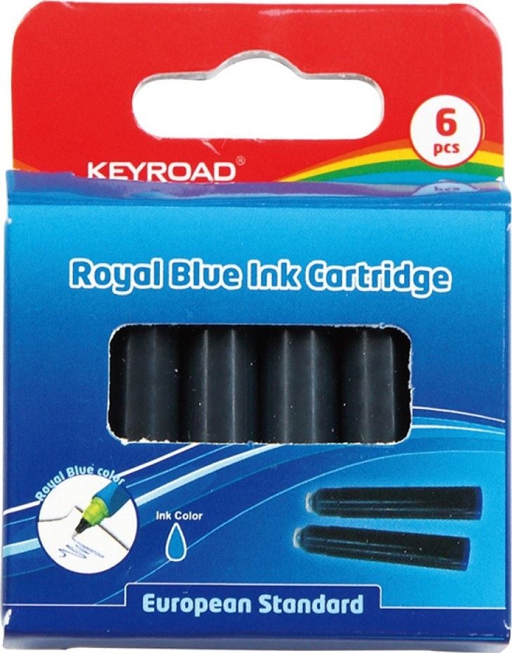 Keyroad Cartușe de cerneală pentru pixuri albastre 6 buc