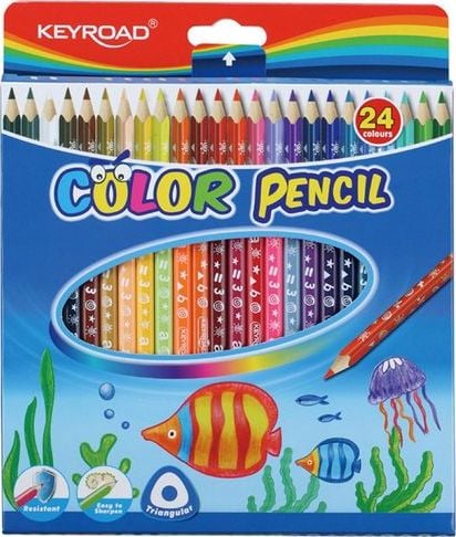 Creioane colorate, Keyroad, Multicolore, 24 bucati