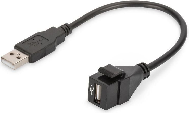 Keystone Modul USB 2.0 16cm cablu, mufele de conectare și panourile goale, de sex masculin / feminin, negru (DN-93402)
