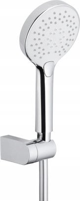 KFA ANGELIT SPOT SHOWER duș de mână, duș cu mâner cu 3 funcții CU BUTON, rotund (alb-crom) + furtun PVC 1500 FLEX + suport articulat pe perete