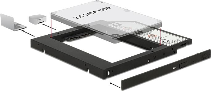 Rack Hard-disk - Rama de instalare Slim SATA 5.25 inch pentru 1 x HDD 2.5 inch SATA HDD cu max. 9.5 mm, Delock - 62669