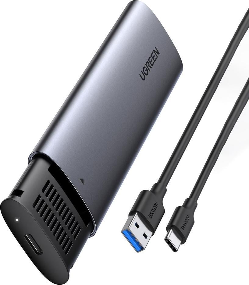 Kieszeń Ugreen Ugreen kieszeń na dysk obudowa dysku twardego M.2 B-Key SATA 3.0 5Gbps szary + kabel USB Typ C (CM400)