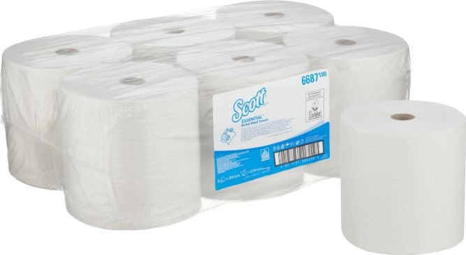 Kimberly-Clark Kimberly-Clark Scott XL - Prosoape de hârtie într-o rolă mare, hârtie reciclată, 354 m - alb
