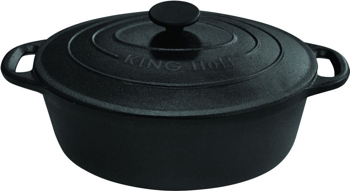 Roaster din fonta pura KingHoff, capacitate 6.2 litri, lungime 33 cm, capac fonta, manere fonta, inductie KH-1111