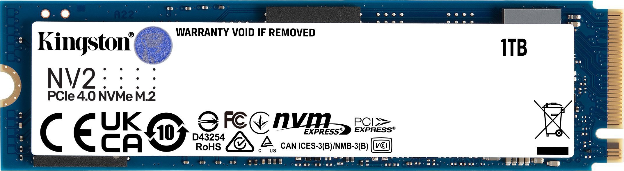 Kingston NV2 1TB M.2 2280 PCI-E x4 Gen4 NVMe SSD (SNV2S/1000G)