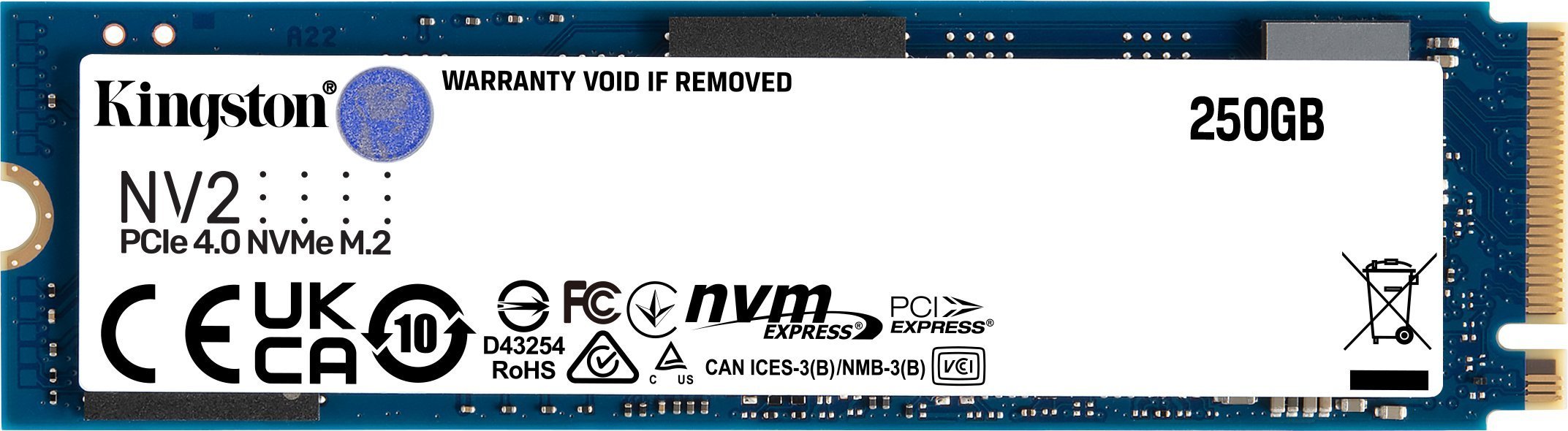 Kingston NV2 250GB M.2 2280 PCI-E x4 Gen4 NVMe SSD (SNV2S/250G)