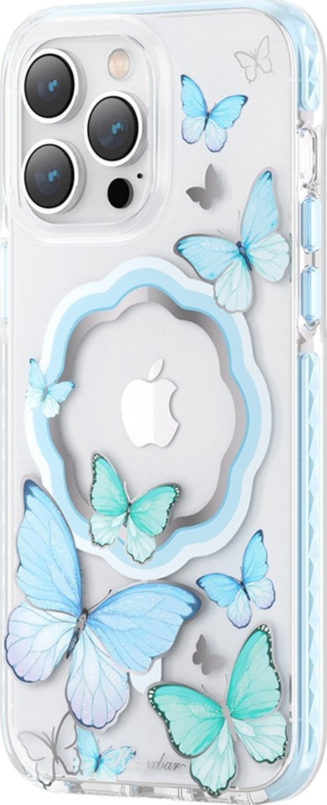 Kingxbar Kingxbar Butterfly Series magnetyczne etui iPhone 14 Pro Max MagSafe etui z motylami niebieskie