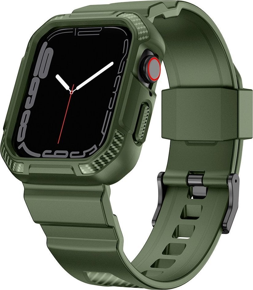 Kingxbar Kingxbar CYF106 Husă blindată 2in1 pentru Apple Watch SE, 8, 7, 6, 5, 4, 3, 2, 1 (41, 40, 38 mm) cu curea verde