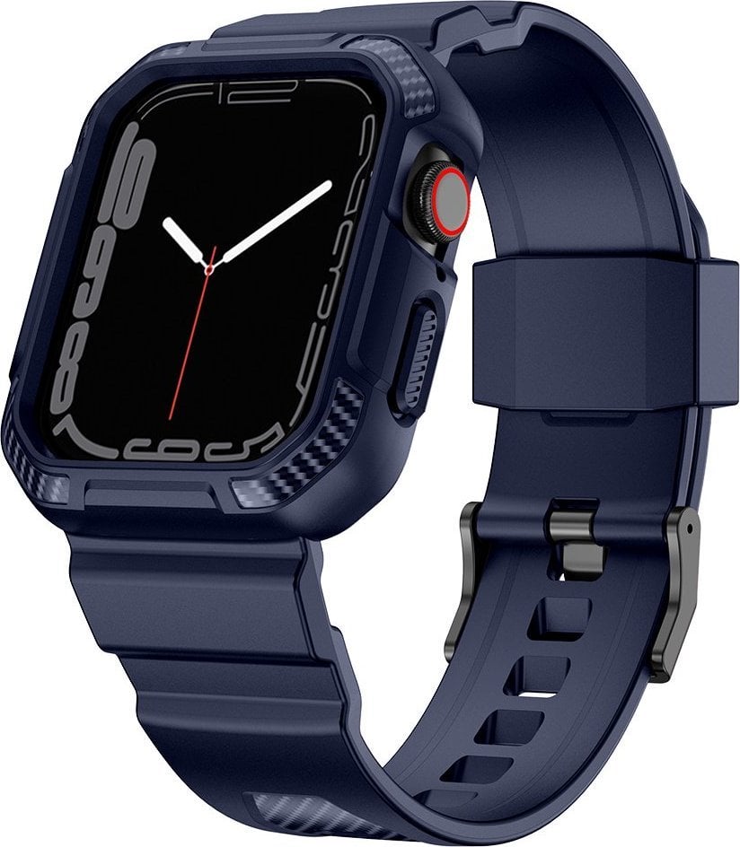 Kingxbar Kingxbar CYF537 Husă blindată 2in1 pentru Apple Watch SE, 8, 7, 6, 5, 4, 3, 2, 1 (45, 44, 42 mm) cu curea albastră