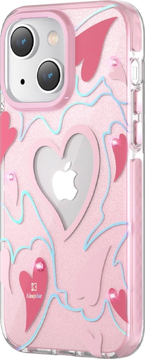 Husa Kingxbar Kingxbar Heart Star Series Husa iPhone 14 cu inima roz stele