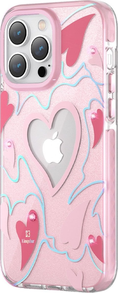 Husa Kingxbar Kingxbar Heart Star Series Husa iPhone 14 Pro Max cu inima roz stele