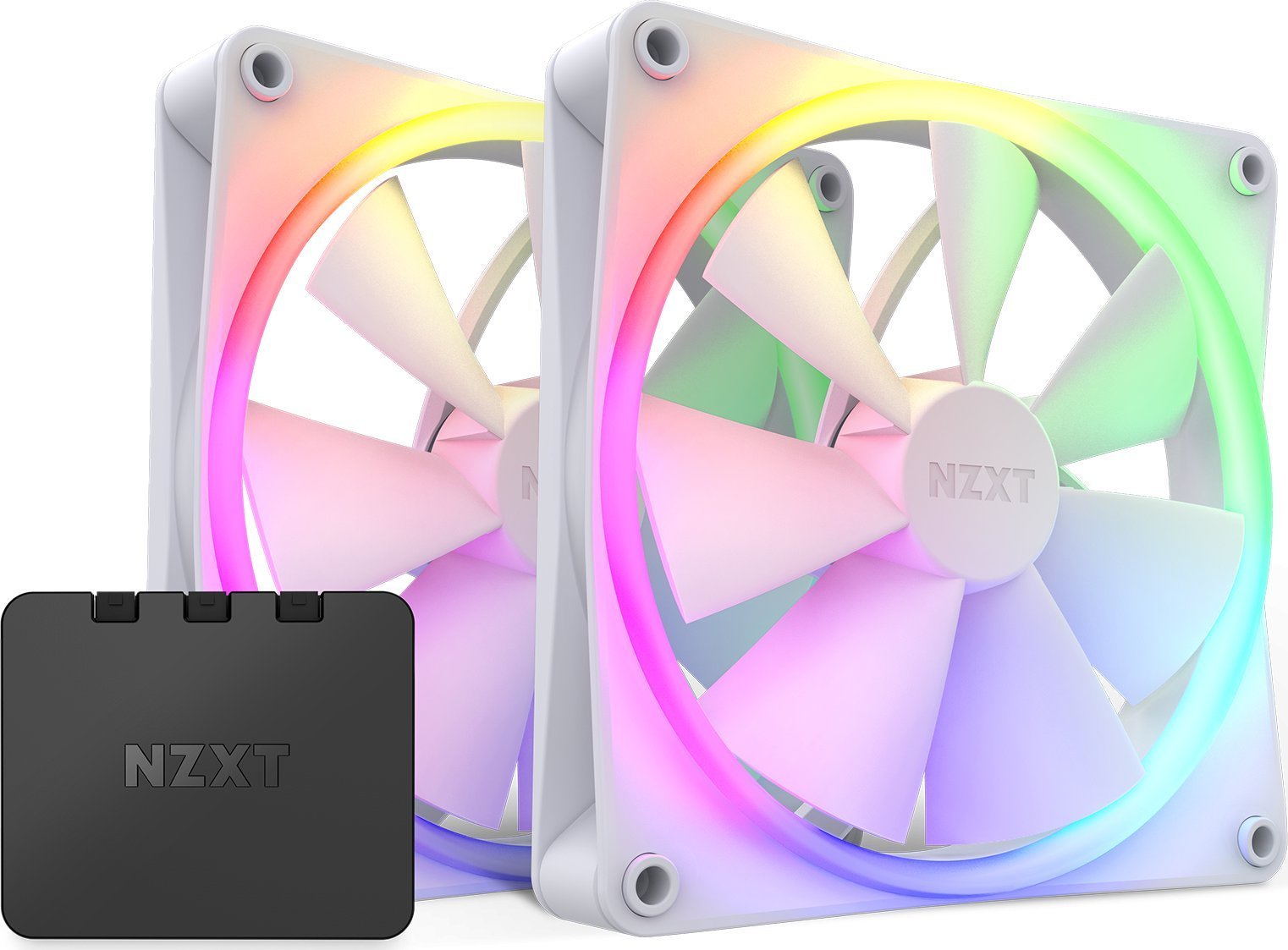 Kit 2 ventilatoare si controler RGB NZXT F140 RGB, Alb