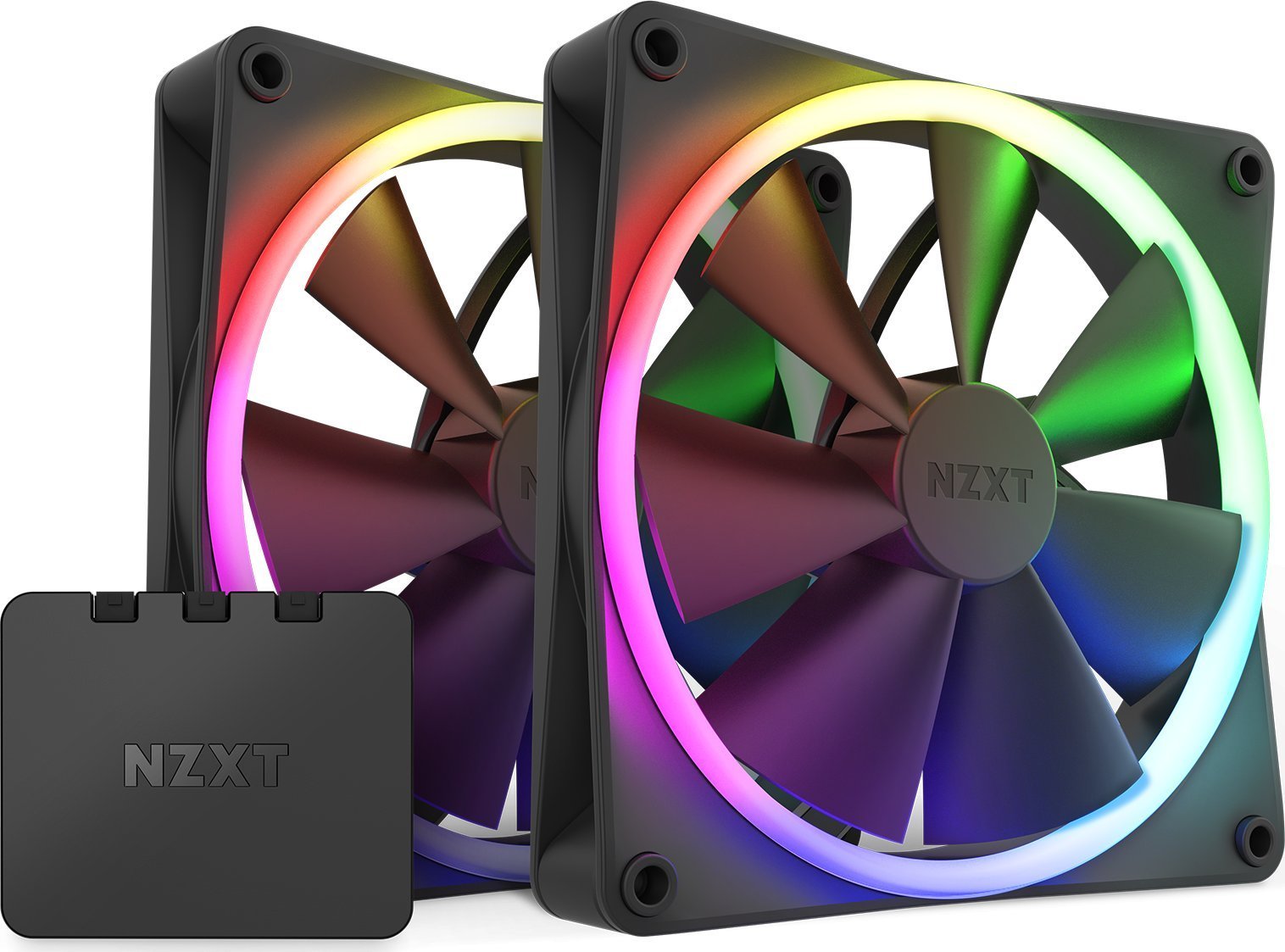 Kit 2 ventilatoare si controler RGB NZXT F140 RGB, Negru